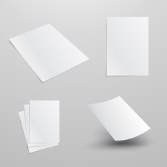 Set of blank paper mockup vector illustration