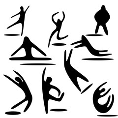 Stick figure dancing and jumping