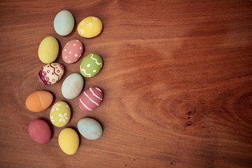 colorful easter eggs with happy easter word