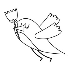 Fototapeta premium cartoon cute bird with tulip flower in beak