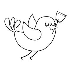 cartoon cute bird with tulip flower in beak