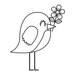 cartoon cute bird with flower in beak