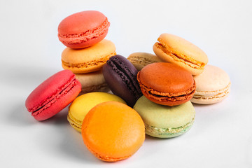 Colorful macaroons isolated on white background