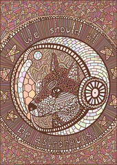 Space husky dog poster, retro style