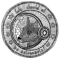 Naklejka premium Husky dog astronaut in helmet, coloring book element