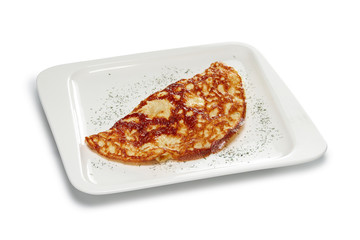 Layout for menu. Omelet with ham and bell pepper