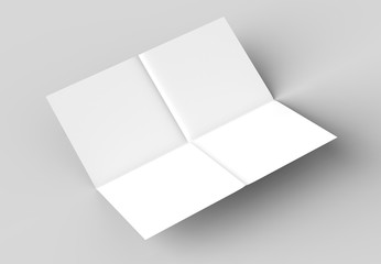 8 page leaflet - French fold square brochure mock up isolated on soft gray background. 3D illustrating.