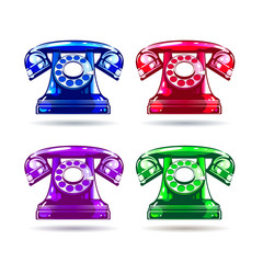 colorful glossy retro telephone