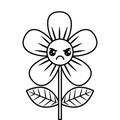 beautiful flower angry kawaii cartoon