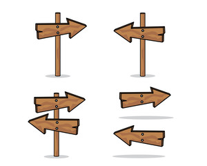 wooden way arrow cartoon illustration , cartoon design style , designed for illustration