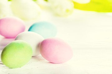 Colorful easter eggs. Happy Easter card