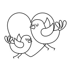 cute flying birds heart in love romance