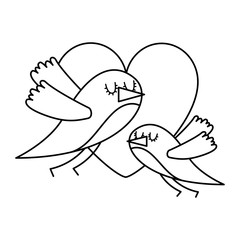 cute flying birds heart in love romance