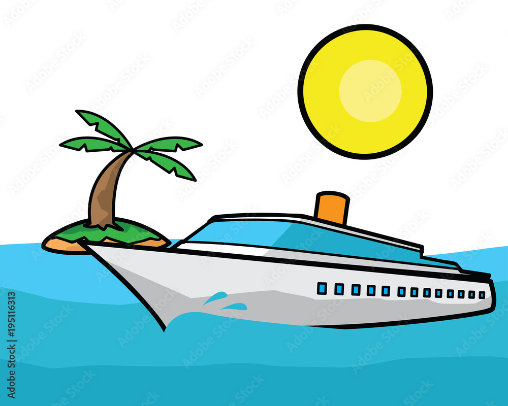 Wall mural luxury ship cartoon illustration , cartoon design style , designed for illustration