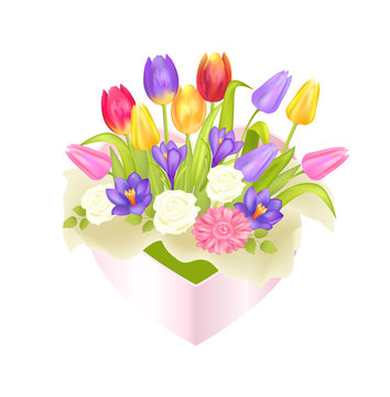 Flowers Oval Decorative Box luxury Tulips Crocus