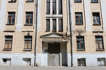 Naklejka premium The old brick building on Timur Frunze Street in Moscow.