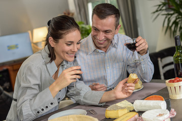 Young couple having traditional dinner