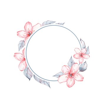 Watercolor floral frame. Background with delicate flowers 1