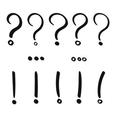 Hand drawn punctuation marks. Question, exclamination, ellipsis marks vector illustration set