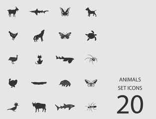 Animals set of flat icons. Vector illustration