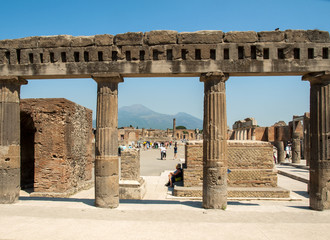 Fototapeta premium Ancient city of Pompeii, Italy. Roman town destroyed by Vesuvius volcano.
