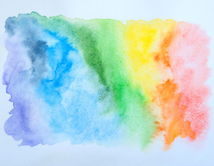 A palette of bright watercolor colors in circles on a white background