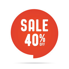 Vol.5 Sale sign set red 40 percent heading design for banner or poster. Sale and Discounts Concept. Vector illustration.