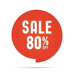 Vol.5 Sale sign set red 80 percent heading design for banner or poster. Sale and Discounts Concept. Vector illustration.