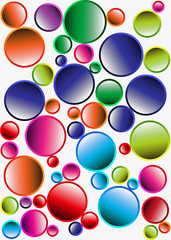 Abstract geometric pattern for the background. Multi-colored circles on a white background