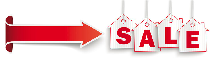 Hanging House Price Stickers Sale White Header Convert Arrow