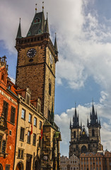 Fototapeta na wymiar Prague clock tower, old town square, Czech Republic.