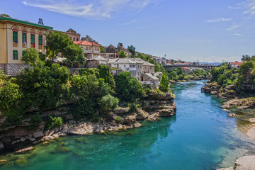 Fototapeta na wymiar Bosnia and Herzegovina. Mostar river view on old town