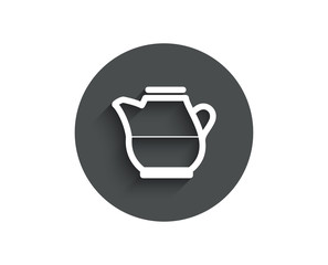 Milk jug for coffee icon. Fresh drink sign. Beverage symbol. Circle flat button with shadow. Vector