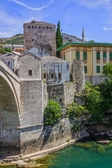 Fototapeta na wymiar Mostar old town view, Bosnia and Herzegovina