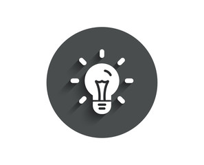 Idea simple icon. Light bulb sign. Copywriting symbol. Circle flat button with shadow. Vector