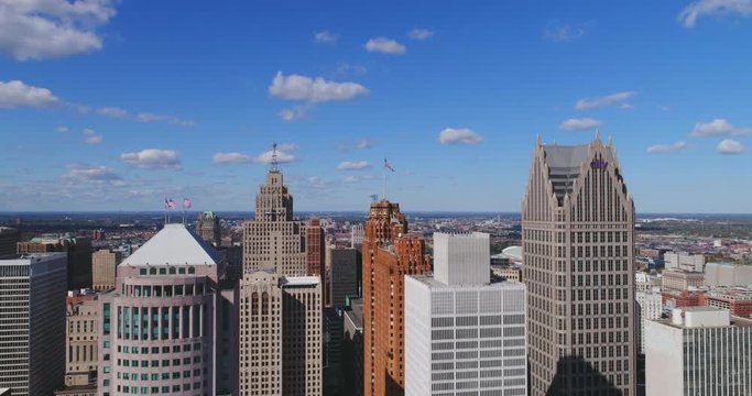 Detroit Waterfront Skyline Aerial Day 13