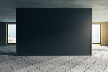 Modern office with empty chalkboard