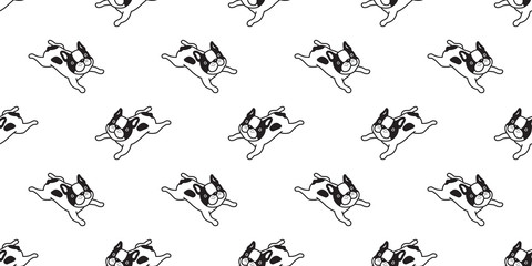 dog seamless pattern vector french bulldog isolated wallpaper doodle background cartoon white