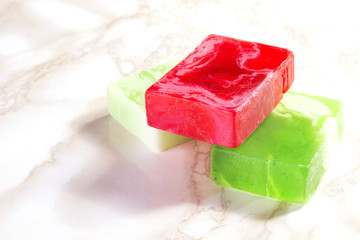 Handmade red and green Soap