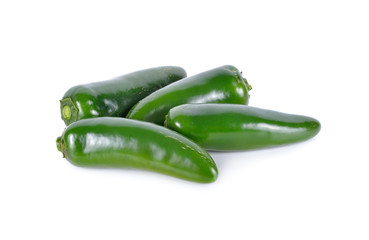 whole fresh Jalapeno or Mexican Chili on white background