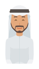 An arab man wearing ethnic costumes is smiling