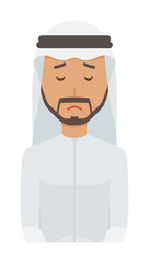 An arab man wearing ethnic costumes is apologizing