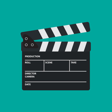 Movie Slate Or Clapper Board For Movie, Cinema, Film Director And Film Making Device. Flat Vector Illustration.