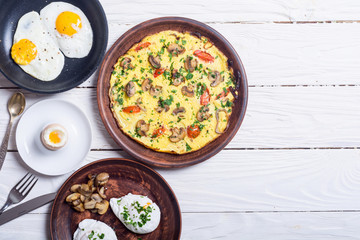 Various  of cooking eggs