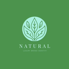 Nature Logo template design for beauty spa, green ,yoga, medicine, organic, vegan food, cosmetic and hotel brand identity. 