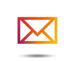 Mail icon. Envelope symbol. Message sign. Mail navigation button. Blurred gradient design element. Vivid graphic flat icon. Vector