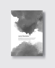 Vector gray color brush strokes. Watercolor monochrome Grunge isolated elements.