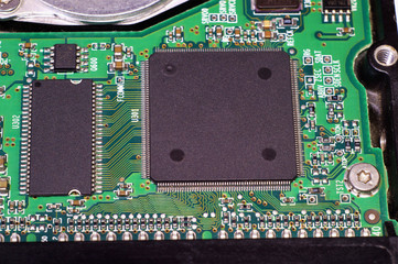 Hard drive chip close up