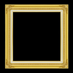 The antique gold frame on black background