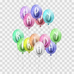 Group of Colour Glossy Helium Balloons Isolated on Transparent.